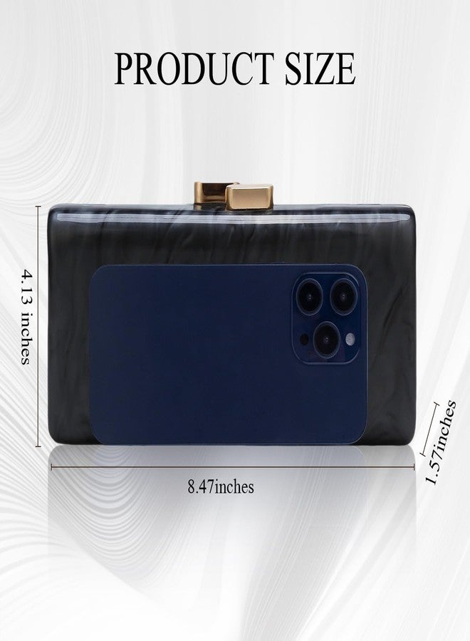 Simcat Acrylic Clutch Purse for Women, Evening Bag Clutch Purses for Women, Chic Metal Evening Handbag, Marble Shoulder Crossbody Bag with Chain for Prom Wedding Party Decoration - Image 2